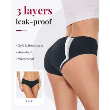 TANSTC Period Underwear for Women Heavy Flow Panties Menstrual Hipster Panty for Female Teens Girls ...