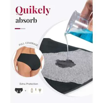 TANSTC Period Underwear for Women Heavy Flow Panties Menstrual Hipster Panty for Female Teens Girls Cotton 3PCS,S Black