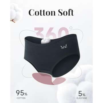 TANSTC Period Underwear for Women Heavy Flow Panties Menstrual Hipster Panty for Female Teens Girls Cotton 3PCS,S Black