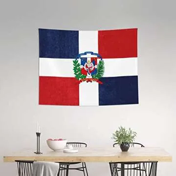 DARLEKS Wall Tapestry Dominican Republic Flag Tapestry Wall Hanging Home Decor Extra Large Tablecloths 29x37 Inches For Bedroom Living Room Dorm Room