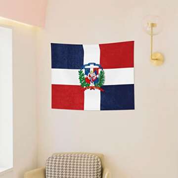 DARLEKS Wall Tapestry Dominican Republic Flag Tapestry Wall Hanging Home Decor Extra Large Tablecloths 29x37 Inches For Bedroom Living Room Dorm Room