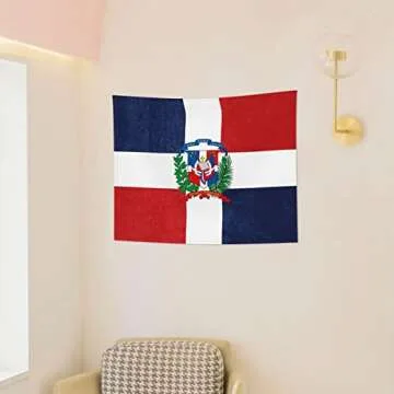 DARLEKS Wall Tapestry Dominican Republic Flag Tapestry Wall Hanging Home Decor Extra Large Tablecloths 29x37 Inches For Bedroom Living Room Dorm Room