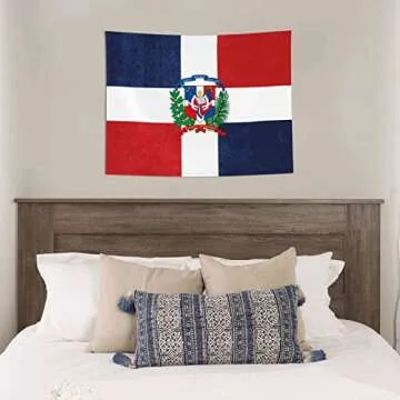 DARLEKS Wall Tapestry Dominican Republic Flag Tapestry Wall Hanging Home Decor Extra Large Tablecloths 29x37 Inches For Bedroom Living Room Dorm Room