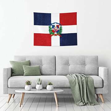 DARLEKS Wall Tapestry Dominican Republic Flag Tapestry Wall Hanging Home Decor Extra Large Tablecloths 29x37 Inches For Bedroom Living Room Dorm Room