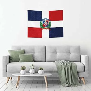 DARLEKS Wall Tapestry Dominican Republic Flag Tapestry Wall Hanging Home Decor Extra Large Tablecloths 29x37 Inches For Bedroom Living Room Dorm Room