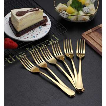 Kyraton 6-Piece Gold Dinner Fork Set for Weddings