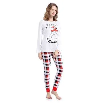 MyFav Matching Family Christmas Pajamas Set Soft Holiday Clothes Sleepwear