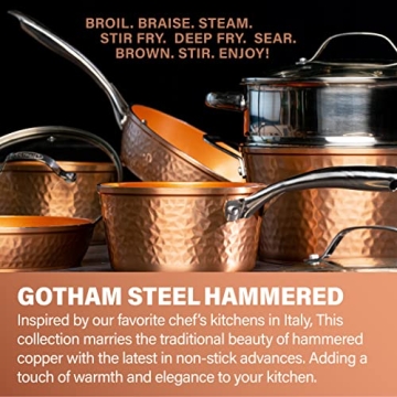 Gotham Steel 14 Inch Hammered Copper Nonstick Frying Pan