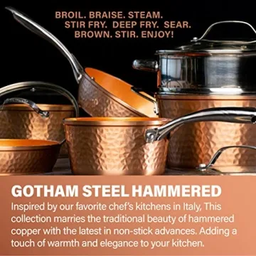 Gotham Steel 14 Inch Hammered Copper Nonstick Frying Pan