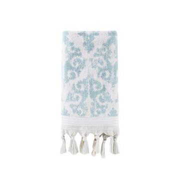 SKL Home Mirage Fringe 100% Turkish Cotton Hand Towel Set, Aqua