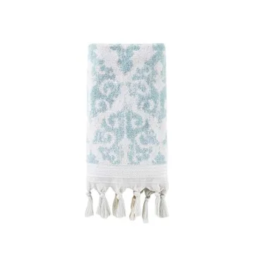 SKL Home Mirage Fringe 100% Turkish Cotton Hand Towel Set, Aqua