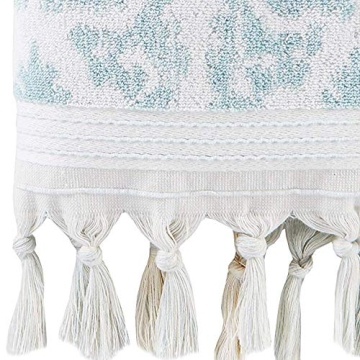 SKL Home Mirage Fringe 100% Turkish Cotton Hand Towel Set, Aqua
