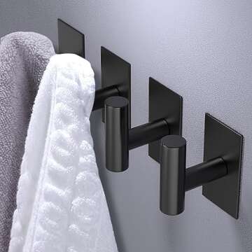 VAEHOLD Wall Towel Hooks, Heavy Duty Sticky Holder Waterproof Towel Hooks for Hanging Coat, Clothes,...