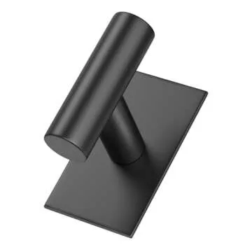 VAEHOLD Wall Towel Hooks, Heavy Duty Sticky Holder Waterproof Towel Hooks for Hanging Coat, Clothes, Closet Hook Wall Mount for Kitchen (Black, Adhesive 4 Pack)