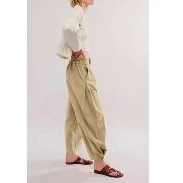 CHARTOU Women's Stylish Baggy Barrel Pants with Pockets