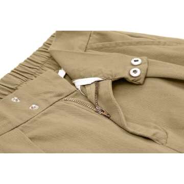 CHARTOU Women's Baggy Barrel Pant Wide Leg Horseshoe Ankle Jeans Mid Rise Harem Y2K Denim Pants with Pockets (Small,Khaki)