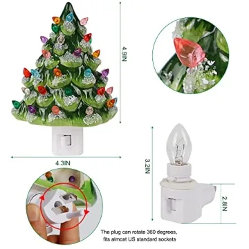 Hausse Christmas Ceramic Tree Night Light with Colorful Bulbs