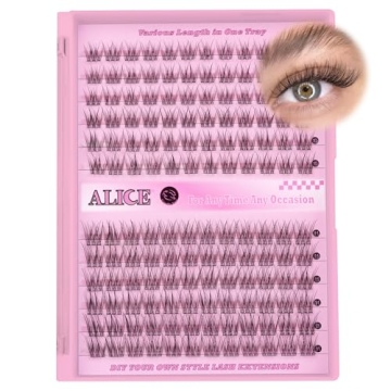 ALICE Natural Lash Clusters C Curl DIY Eyelash Extensions - 144 Pcs Personalized Self-Adhesive Clust...