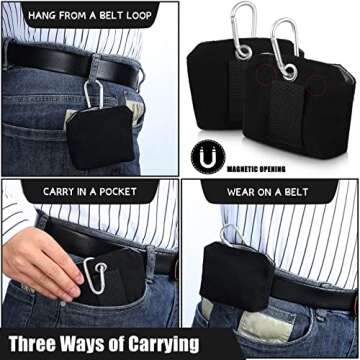 Saintrygo 4Pcs Dog Treat Pouch Magnetic Closure Small Dog Training Bag Pocket Sized Treat Pouch for Training with Dog Training Clicker (Black, Lake Blue)