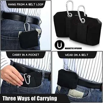 Saintrygo 4Pcs Dog Treat Pouch Magnetic Closure Small Dog Training Bag Pocket Sized Treat Pouch for Training with Dog Training Clicker (Black, Lake Blue)