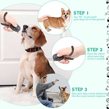 Saintrygo 4Pcs Dog Treat Pouch Magnetic Closure Small Dog Training Bag Pocket Sized Treat Pouch for Training with Dog Training Clicker (Black, Lake Blue)