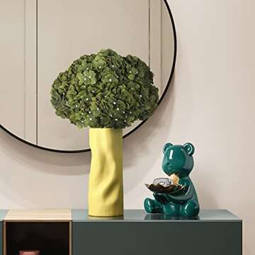 Kimura's Cabin 2Bouquets Fake Flowers Vintage Artificial Silk Hydrangea Flowers Bouquets 10Heads for Home Table Centerpieces Wedding Party Decoration (Dark Green1 Pack of 2)