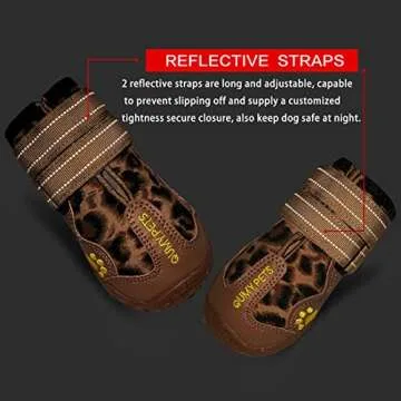 QUMY Dog Shoes for Large Dogs, Medium Dog Boots & Paw Protectors for Winter Snow Day, Summer Hot Pavement, Waterproof in Rain Weather, Outdoor Walking, Indoor Hardfloors Anti Slip Sole Leopard Size 5
