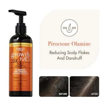 Red by Kiss Growth MD Scalp Shampoo, 5X Menthol Extra Tingling for Thicker & Fuller Hair, Vitamins &...