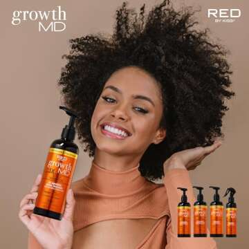 Red by Kiss Growth MD Scalp Shampoo, 5X Menthol Extra Tingling for Thicker & Fuller Hair, Vitamins & Biotin Infused for Strengthening & Itch Relief, Vegan Formula & Cruelty Free (10oz)