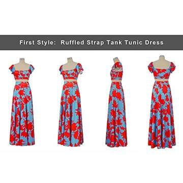 Vakkest Womens Summer Sexy 2 Pieces Outfits Summer Tank Top Wrap Long Skirt Set Clubwear Beach Dress Blue