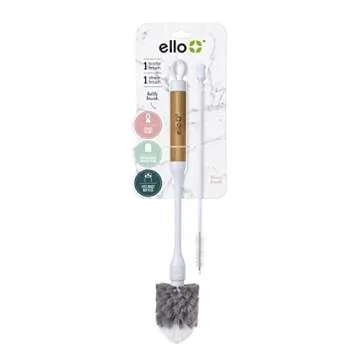 Ello Bottle Brush and Straw Cleaning Set, Perfect for Cleaning Large Waterbottles and Tumblers, Dishwasher Safe, BPA Free