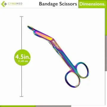 Artzone Lister Bandage Scissors - 4.5-Inch Cynamed Medical-Grade Stainless Steel Shears - Multi-Colored Rainbow Titanium Finish - Sharp Blades Cut Through Bandages, Dressing, Tape, Gauze, Clothing