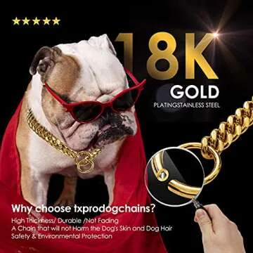 txprodogchains 18K Gold Chain Dog Collar for All Sizes