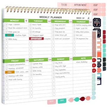 Spiral Weekly Planner with Calendar - 8.7" X 9.5", 52 Sheets of Tear Off Notepad