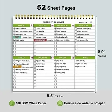 Spiral Weekly Planner 8.7"X9.5" - Ideal for Organizing Tasks