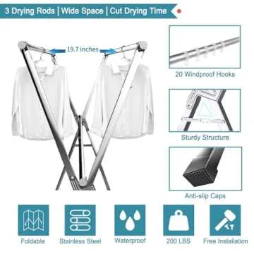 JAUREE 79 Inches Drying Rack - Adjustable & Foldable