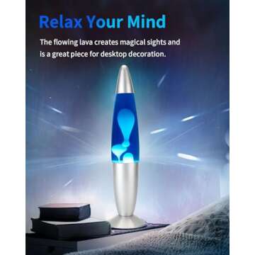 Rumiom 16 inches Liquid Motion Lamps, Gorgeous Night Light Lamp for Bedroom with Silver Base, Relaxing Mood Light Glitter Lamp for Kids, Adults, Home Decoration, Blue Magma Lamp with White Wax