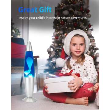 Rumiom 16 inches Liquid Motion Lamps, Gorgeous Night Light Lamp for Bedroom with Silver Base, Relaxing Mood Light Glitter Lamp for Kids, Adults, Home Decoration, Blue Magma Lamp with White Wax
