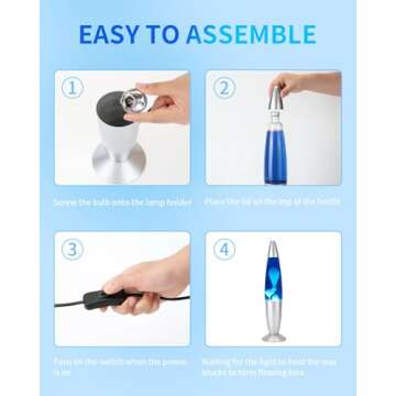 Rumiom 16 inches Liquid Motion Lamps, Gorgeous Night Light Lamp for Bedroom with Silver Base, Relaxing Mood Light Glitter Lamp for Kids, Adults, Home Decoration, Blue Magma Lamp with White Wax