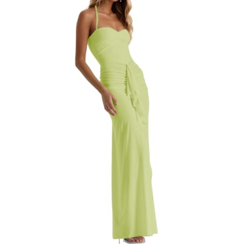 Elegant Women's Maxi Dress with Ruffles and Tassels