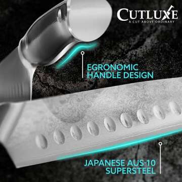 Cutluxe Shinobi Santoku Knife - 7" AUS-10 Steel Blade