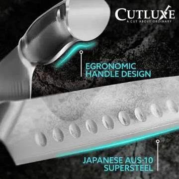 Cutluxe Shinobi Santoku Knife - 7" AUS-10 Steel Blade