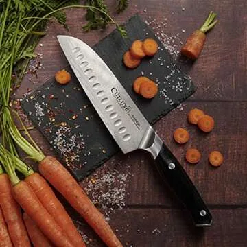 Cutluxe Shinobi Santoku Knife - 7" AUS-10 Steel Blade