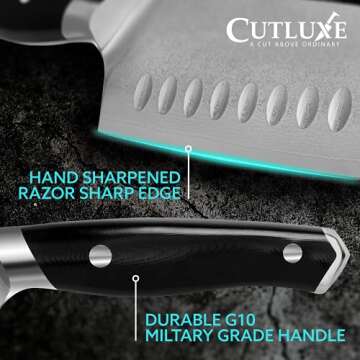 Cutluxe Shinobi Santoku Knife - 7" AUS-10 Steel Blade