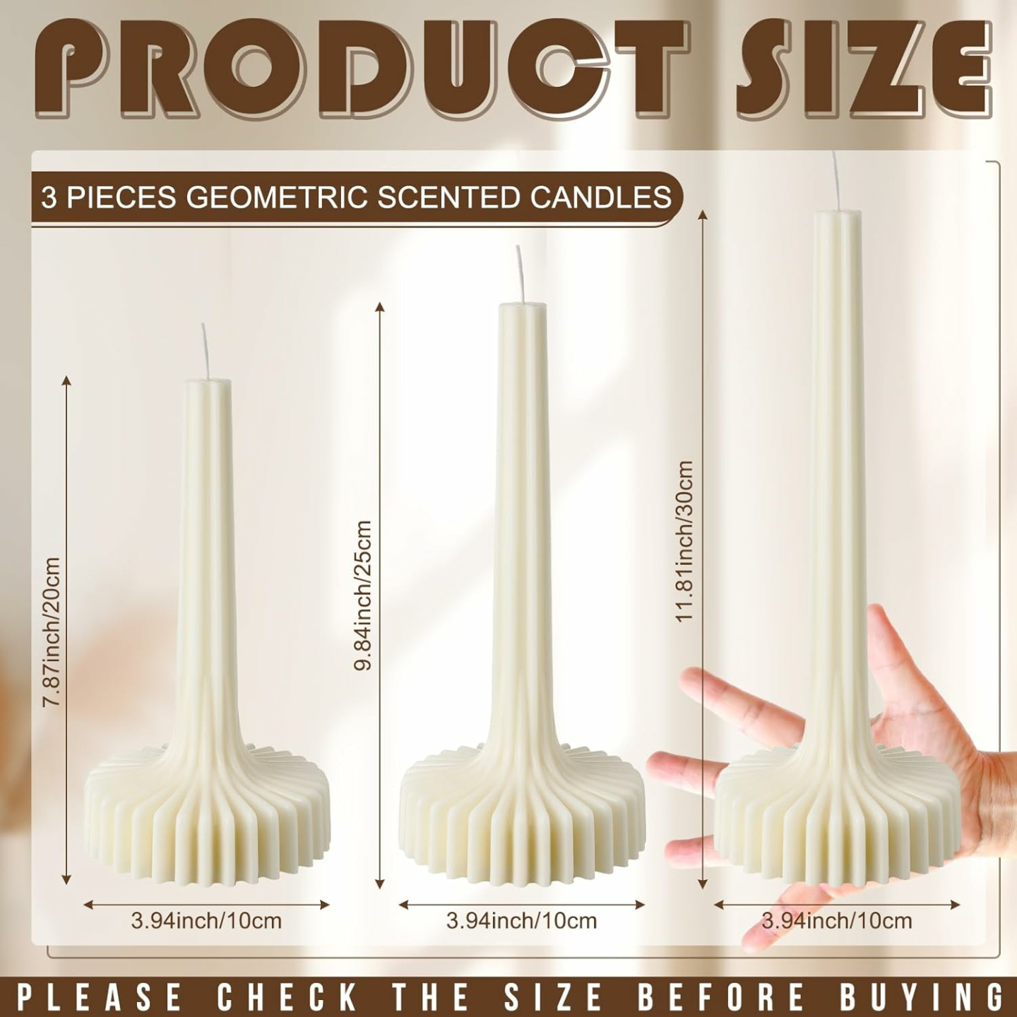 Set of 3 Elegant Unscented Soy Wax Candles