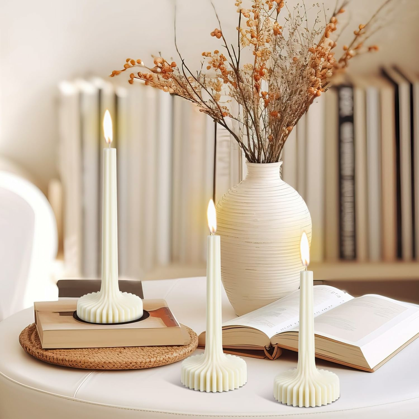 Set of 3 Elegant Unscented Soy Wax Candles