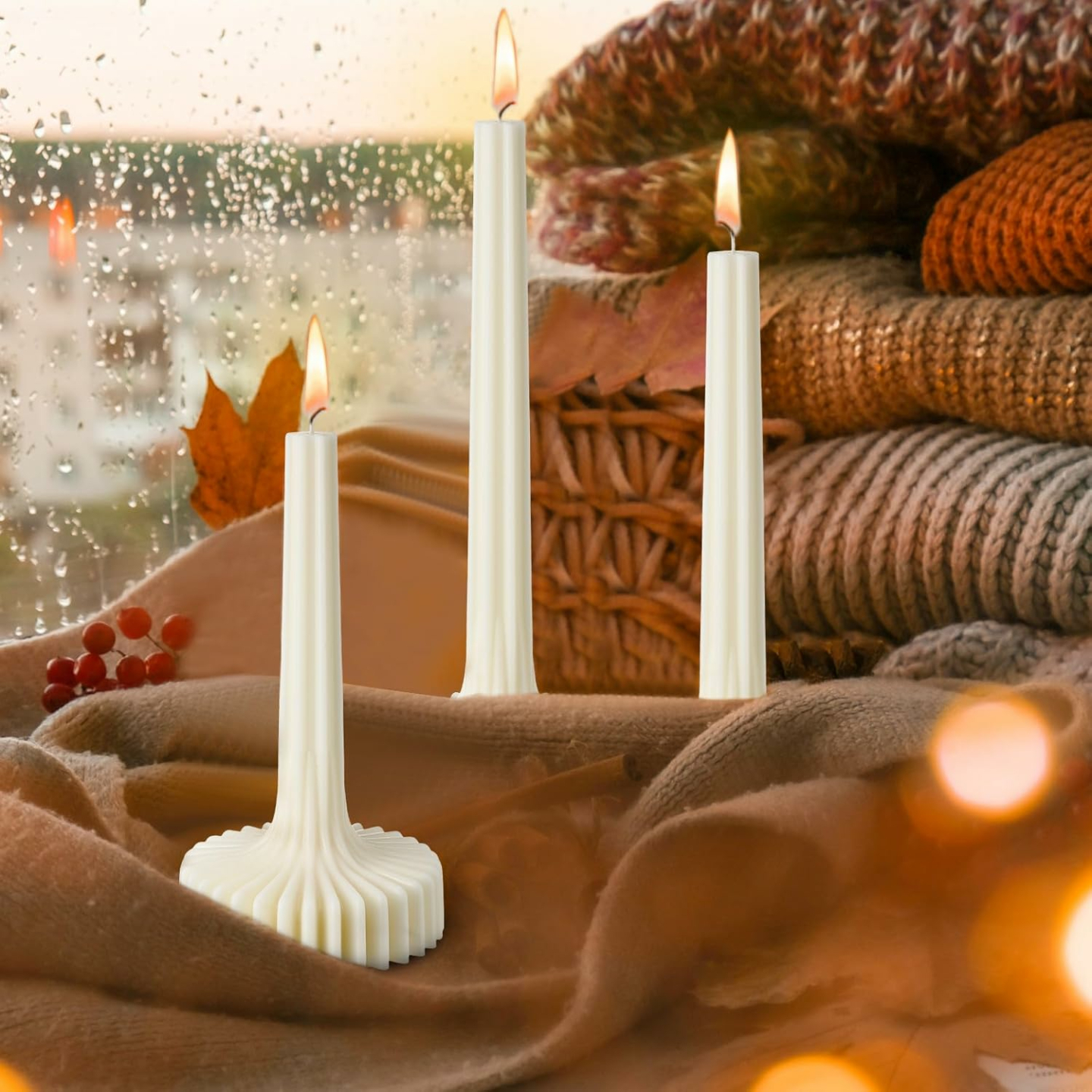 Set of 3 Elegant Unscented Soy Wax Candles