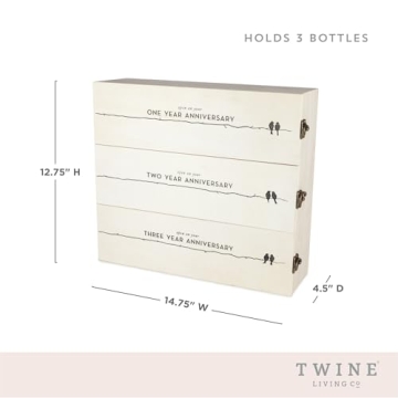 Twine Anniversary Wooden Wine Gift Box for 3 Bottles