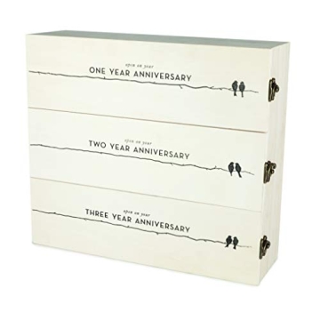 Twine Anniversary Wooden Wine Gift Box for 3 Bottles