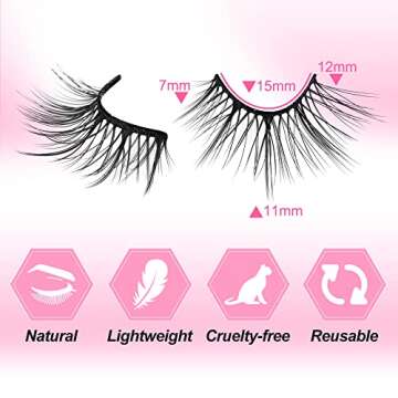 Half Lashes Natural Look Wispy Soft Strip Mink Eyelashes Cat Eye 3D Curl Short False Lashes 7 Pairs Pack by ALICE